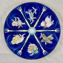 Wedgwood Majolica Cobalt Pickle and Fork Plate, dated 1879